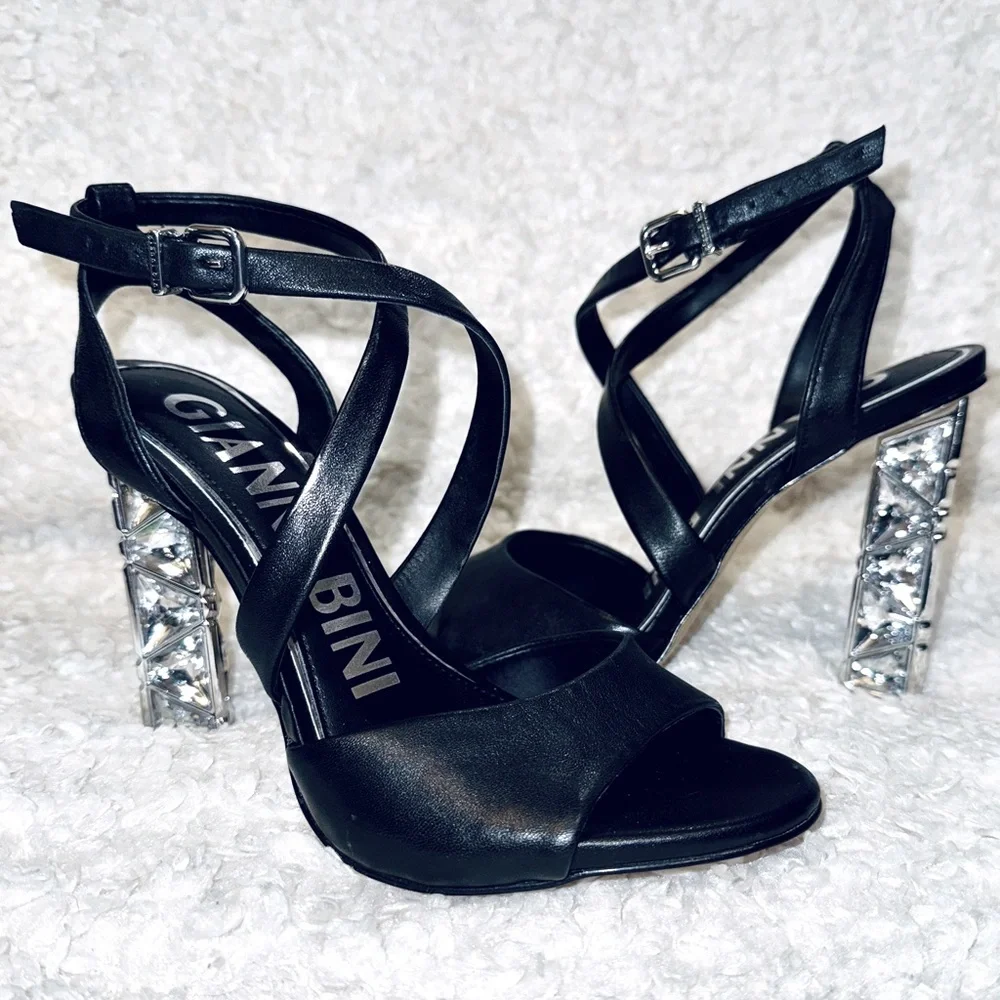 Gianni Bini Leather Heels with Jewel Accents - Picture 4 of 8
